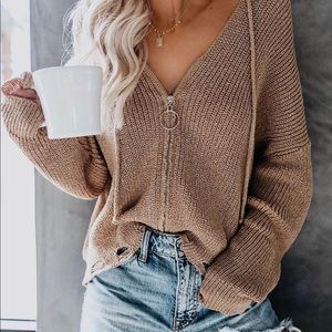 Hooded zip up sweater